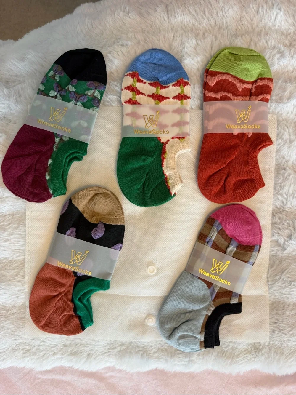 NWT Women’s No-Show Sock Set of 5 Multicolor Patterned Pack by Weava Socks